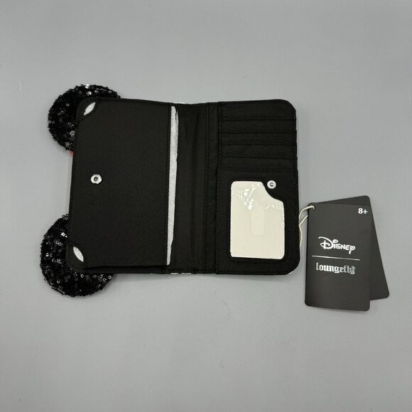 Loungefly Disney Minnie Mouse Sequin 3D Ears Snap Tech Wallet NEW - Picture 3 of 3